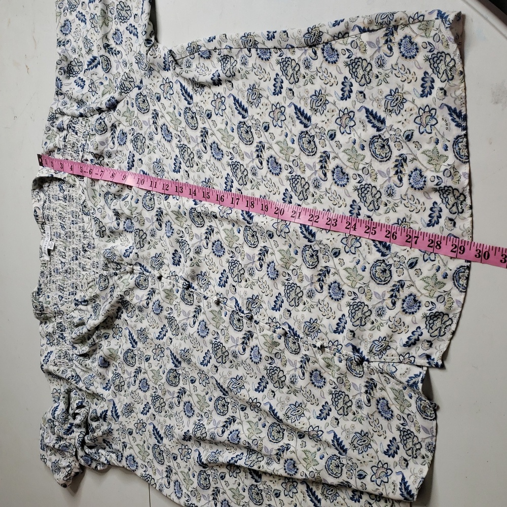 Rose + Olive Floral Button Up 3/4 Sleeves Tunic Top Size 2X Loose Fit Bohemian - Picture 15 of 16